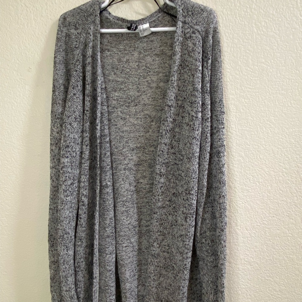 Divided Heather Gray Open Front Sweater
